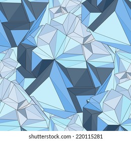 Geometric seamless background. Crystal Abstract 3D polygonal pattern.
