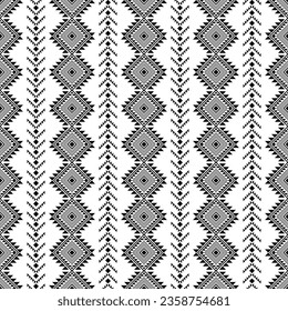 Geometric seamless background design. Ethnic stripe pattern. Native american and Mexican border ornament design for print fabric. Black and white color.