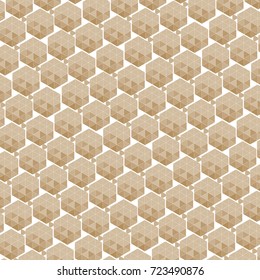 Geometric seamless background. Gold pattern in paper folding origami style for backdrop, cover page design, template, poster, card.