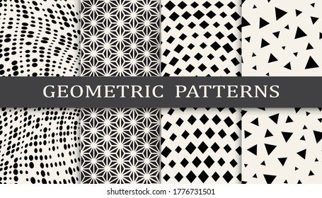 geometric seamless background halftone pattern set