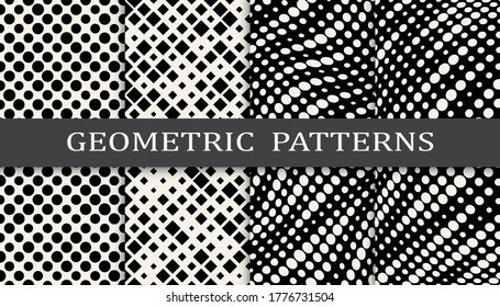 geometric seamless background halftone pattern set
