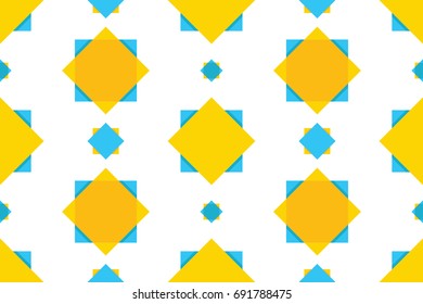 geometric seamless background - orange and blue squares on white background