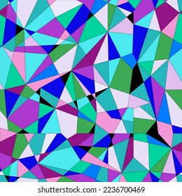 Geometrischer, nahtloser Hintergrund mit polygonalen Fliesen. Muster abstrakter Grafik-Design im dekorativen Kaleidoskop-Stil. Memphis-Stil. Mosaik Pop Art. Vektorgrafik.