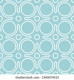 Geometric seamless background with round pattern. White design on blue background