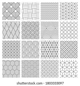 Fondo geométrico transparente. Textura gráfica a rayas, patrón decorativo de laberinto, fondo geométrico. Resumen conjunto de ilustraciones de fondo vectorial. Geometric rhombus y zig zag monocromo geométrico
