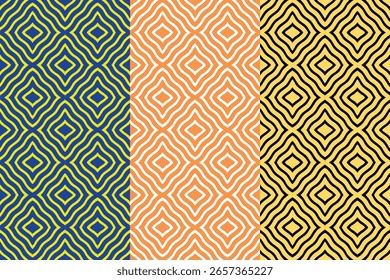 Geometric Seamless Backgrounds with Interlocking Rhombus Shapes in Various Hues. fabric pattern	