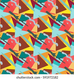 geometric seamless beautiful color pattern in retro style