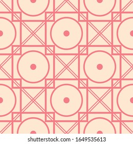 Geometric seamless beige and pink background. Vector illustration