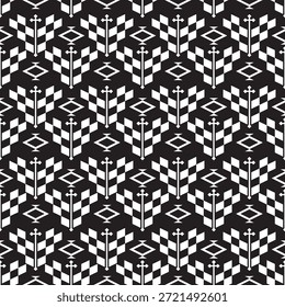 Geométrica sem emenda preto e branco asteca inspirado decorativo padrão têxtil