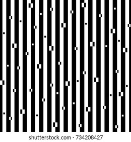 Geometric seamless black and white background with stripes and squares. For the design of packaging, wallpaper, fabric, web.