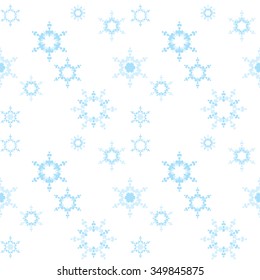 Geometric seamless blue hexagon pattern, cyan star banner background, white snowflake icon backdrop, retro elegant wrapper