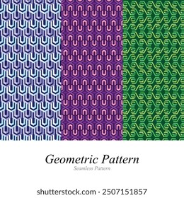 Geometric seamless blue purple green vector pattern
