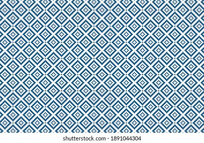 Geometrisches, nahtloses, blaues und weißes Pixelhintergrund
