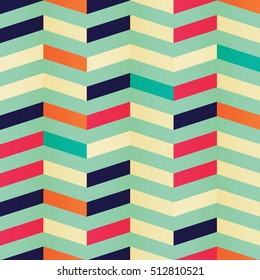 Geometric seamless chevron pattern in retro colors, vector illustration