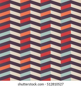 Geometric seamless chevron pattern in retro colors, vector illustration
