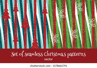 Geometric Seamless Christmas pattern. Background of colored stripes. Vector Background for fabric, textile, wallpaper, posters, gift wrapping and paper, napkins. 