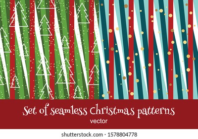 Geometric Seamless Christmas pattern. Background of colored stripes. Vector Background for fabric, textile, wallpaper, posters, gift wrapping and paper, napkins. 