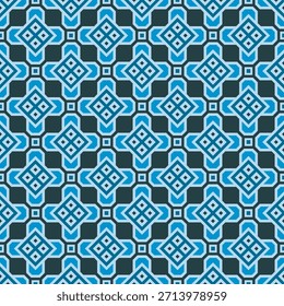 Geométrico sem emenda escuro e luz azul azulejo padrão design