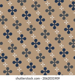 Geometric seamless decorative pattern. Abstract composition of geometric crosses. Floral retro style. Perfect for textile, wrapping, print, web, and all kinds of decorative projects.
