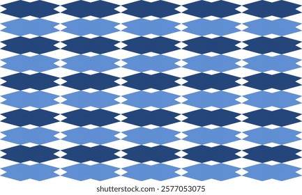 geometric Seamless geometric double diamond pattern in two tone blue diamond horizontal strip checkerboard, chessboard seamless Repeat seamless pattern design for fabric printing or background