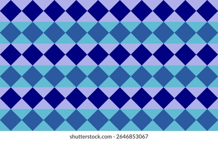 geometric Seamless geometric double diamond pattern in two tone blue diamond horizontal strip checkerboard, chessboard seamless Repeat seamless pattern design for fabric printing or background