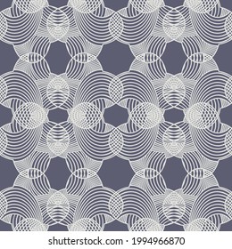 Geometric seamless ethnic design with curvy line shapes texture. Monochrome Vector graphic illustration for fashion, home decor and wrapping paper.