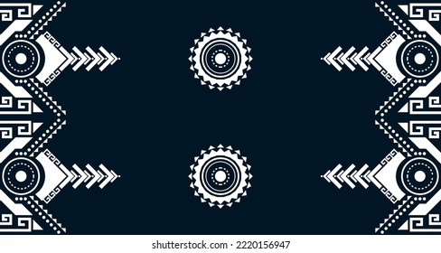 Geometric Seamless Ethnic Pattern in black and white color.design for background. Aztec Pattern illustration template element EP.6.background color can be changedDesign carpets, wallpapers, clothing, 