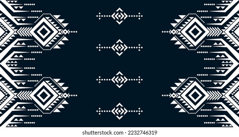 Geometric Seamless Ethnic Pattern in black and white color.design for background. Aztec Pattern illustration template element EP.50.background color can be changedDesign carpets, wallpapers, clothing