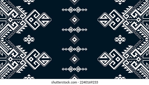 Geometric Seamless Ethnic Pattern in black and white color.design for background. Aztec Pattern illustration template element EP.83.background color can be changedDesign carpets, wallpapers, clothing
