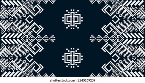 Geometric Seamless Ethnic Pattern in black and white color.design for background. Aztec Pattern illustration template element EP.84.background color can be changedDesign carpets, wallpapers, clothing