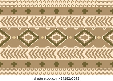 Geometric seamless ethnic pattern. Geometric ethnic pattern can be used in fabric design for clothes, wrapping, textile, embroidery, carpet, tribal pattern. earth tone color