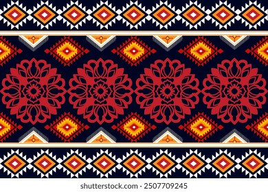 Geometric seamless ethnic pattern and tribal colorful print , traditional handmade textile drawing, seamless fabric background. Raster version of seamless wallpaper design.