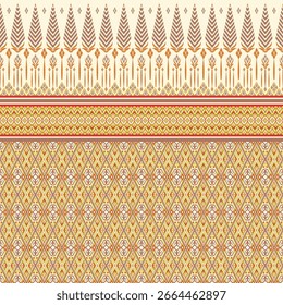 Geométrico, sin costuras, étnico, píxel, patrón tailandés, patrón de tela para textiles, alfombra, Fondo de pantalla, ropa, sarong, batik, impresión, fondo, cubierta, ilustración, Vector