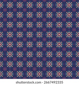 Geométrico, sin costuras, étnico, píxel, patrón tailandés, patrón de tela para textiles, alfombra, papel de pared, ropa, sarong, batik, impresión, fondo, cubierta, ilustración, Vector