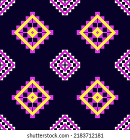 Geometric seamless fabric pattern design for textiles, wallpaper, embroidery, sewing, background. Vector illustration style.