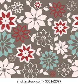 Geometric Seamless Floral Pattern - Vector Illustration. Retro Color Palette.