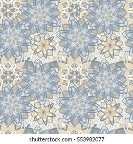 Geometric seamless floral pattern-vector illustration. Circular ornament. Floral print texture.