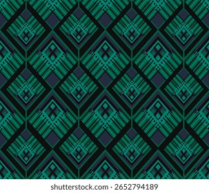 Geometric seamless green pattern  style pattern traditional design for textile fabric wall art