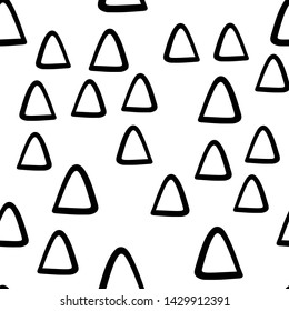 Geometric seamless hand drawn triangles pattern. Template for background, textile, paper. 