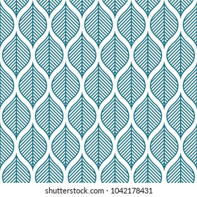 Geometric Seamless Leaf Vector Pattern. Floral Illustration background.