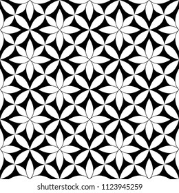 Geometric seamless modern pattern sacred geometry black and white textile monochrome vector background.