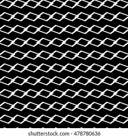 Geometric seamless monochrome pattern with parallelograms, squares.