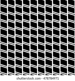 Geometric seamless monochrome pattern with parallelograms, squares.