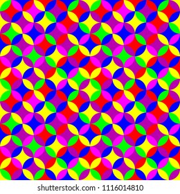 Geometric seamless neon pattern-vector illustration. Bright background made of multi-colored petals.