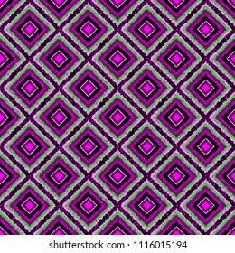 Geometric seamless neon pattern-vector illustration. Bright background of diamonds.