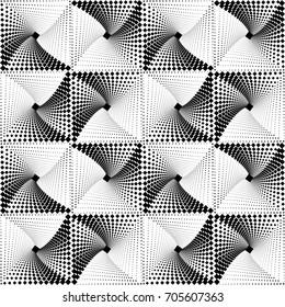 Geometric Seamless Op Art  Pattern of Monochrome Square Dots. Vector Background Design. Easy to Change the Colors. 