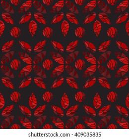 Geometric seamless ornament texture-vector illustration. Bright floral print. Black background.