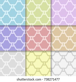 Geometric seamless ornaments. Set of seamless patterns for textile, paper, wallpapers and fabrics.