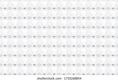 Geometric seamless pattern with 3d color effect. Optical illusion. Rhombus, parallelogram and triangle element in white and light grey color,for fabric,textile,wrapping,cloth.Clean abstract background