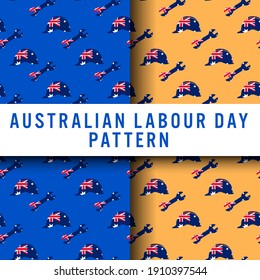 patrón geométrico sin soldadura, 8 de marzo, patrón ininterrumpido de la jornada laboral australiana, llave y casco de proyecto. puede usar para, tela, imprimir a petición, moda.